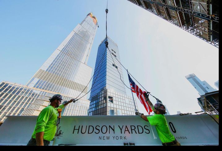 The topping out of 30 Hudson Yards in July 2018