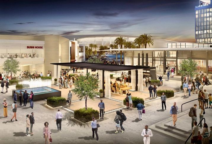 Rendering of the retail component of Hollywood Park in Inglewood
