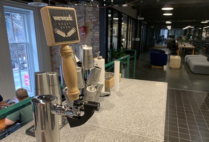 A beer tap is kept locked in a Washington, D.C., WeWork location