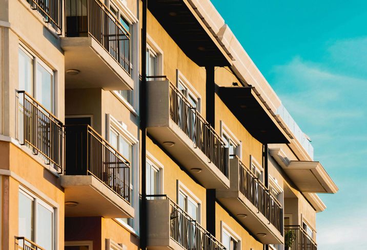 Multifamily apartments with sky