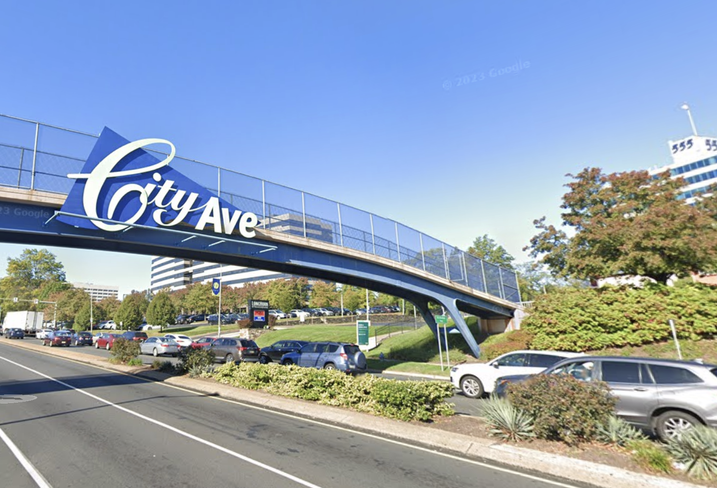 City Avenue and Presidential Boulevard facing west in Philadelphia, Pennsylvania.