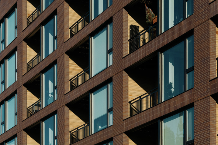 Apartment building, brick facade